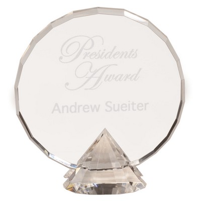 Diamond Cut Round Crystal Award, 6 1/2"H