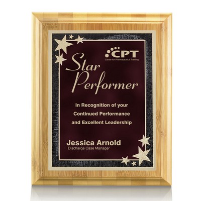 Bamboo/Starburst Plaque - Bamboo/Red 9"x12"