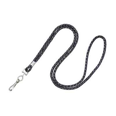 1/8" Metallic Cord Lanyard (Black) With Swivel Hook Attachment