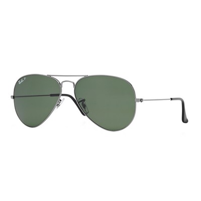 Ray-Ban® Gunmetal Gray/Green Polarized™ Aviator Sunglasses