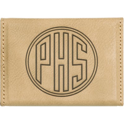 Light Brown Laserable Leatherette Hard Business Card Holder