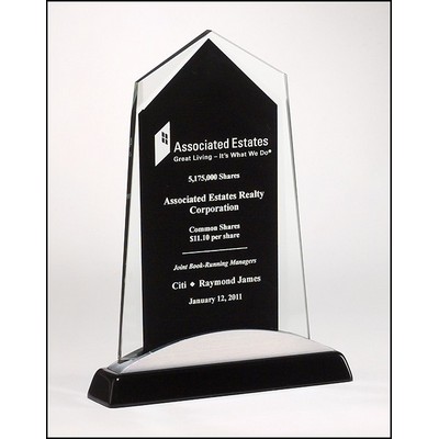 Apex Series Glass Award w/Black Piano-Finish Base & Silver Aluminum Accent (6.625"x 8.875")