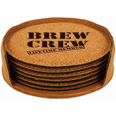 4" Round Cork 6-Coaster Set