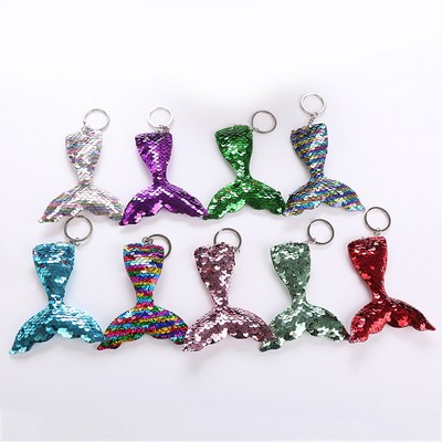 Mermaid Tail Shaped Reversible Sequins Keychain