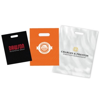 Medium Die Cut Handle White or Clear Plastic Bags (2 Color Imprint)