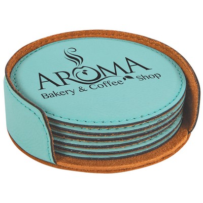 Leatherette Round 6-Coaster Set