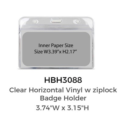 3.74" x .15" Clear Horizontal Vinyl w/Ziplock Badge Holder