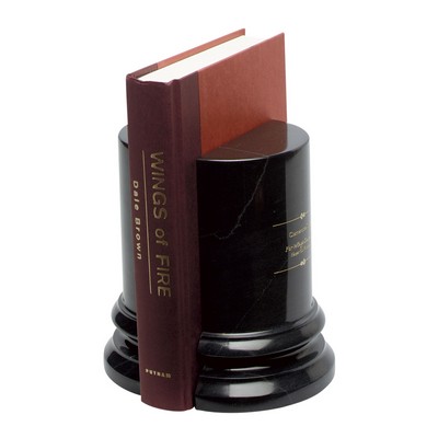 Jet Black Marble Round Column Book Ends