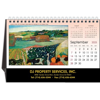 Art Gallery 2025 Desktop Calendar w/Foil Stamped Hardboard Easel