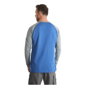 Wrangler® Men's Blue Flame Resistant Baseball Henley Knit Shirt