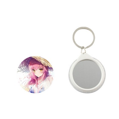 2 1/4" Mirror W/ Short Keychain