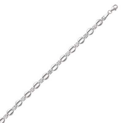 10K Silver Oval Shaped Link Bracelets