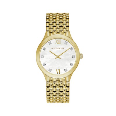 Wittnauer Ladies' Gold-tone Watch with Hand-set Diamonds