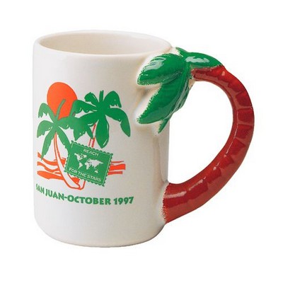 13 Oz. Unique Handle Mug w/Palm Tree Handle