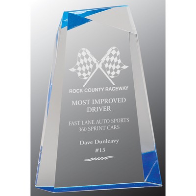 8" Blue Facet Wedge Acrylic Award