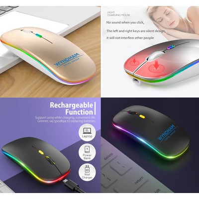 Kidder Bluetooth Wireless Mouse, LED Slim Dual Mode (Bluetooth 5.1 and 2.4G Wireless) Gold