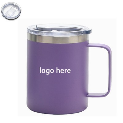 12 Oz. Double Wall Stainless Steel Vacuum Coffee Mug W/ Sliding Lid