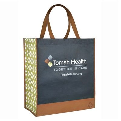 Custom Full-Color Printed 150g Laminated RPET (recycled from plastic bottles) Tote Bag 14"x16"x8"