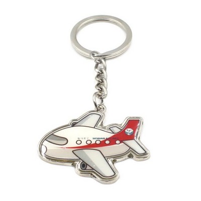 Epoxy Dome Metal Plane Keychain