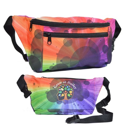 3 Zipper Fanny Pack w/ Full Wrap Sublimation Waist Bag (13.4" x 6")