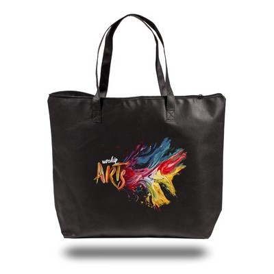 Zippered Non Woven Tote Bag - Full Color Transfer (20" x 15" x 5")