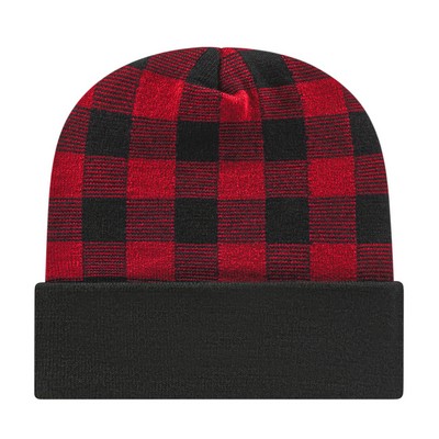 Cap America® 12" Plaid Knit w/Cuff (Embroidery)