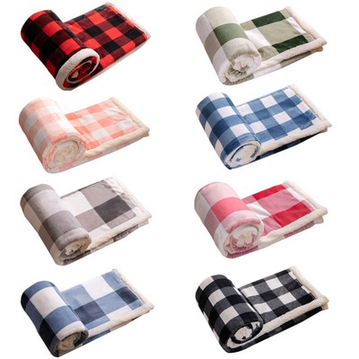 Polyester Microfiber Buffalo Plaid Sofa Blanket