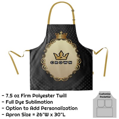 Poly Twill Sublimation Bib Apron (26"W X 30"L)