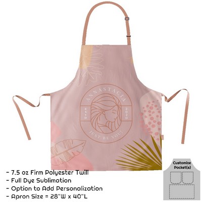 Poly Twill Sublimation Bib Apron - 28"W X 40"L