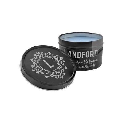 8oz French Linen Candle in Black Metal Tin