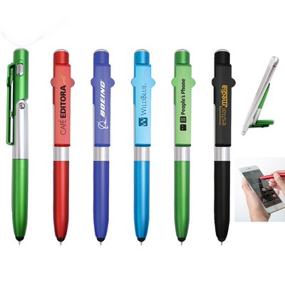 Multifunction Stylus LED Phone Holder Ballpoint Pen