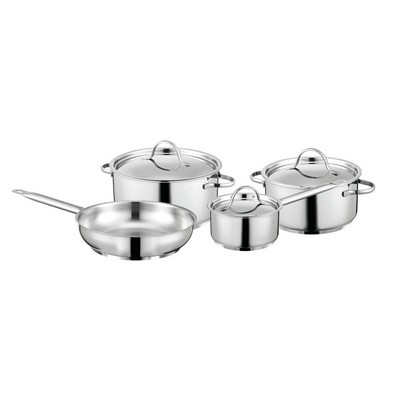 Berghoff 7 – Piece Essentials Comfort Stainless Steel 1810 Cookware Set with Stainless Steel Lids