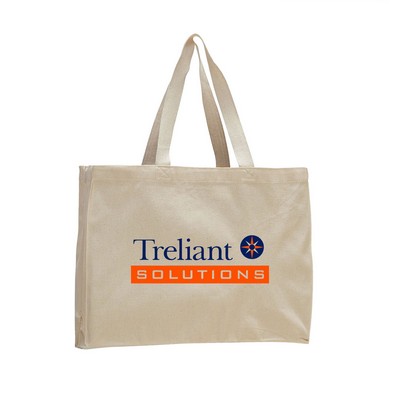 12 oz. Natural Canvas Gusset Tote Bag /w web handles