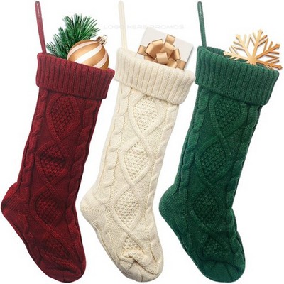 LED Light Up Large Knitted Christmas Stocking