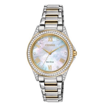 Citizen® Ladies' Drive POV Eco-Drive® Pink Two-Tone MOP Dial Watch, w/Brilliant Crystals