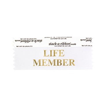 Life Member Stk A Rbn White Ribbon Gold Foil