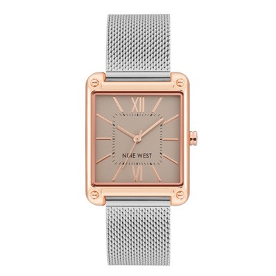 Nine West® Women's Taupe Dial w/Silver-Tone Mesh Bracelet Watch