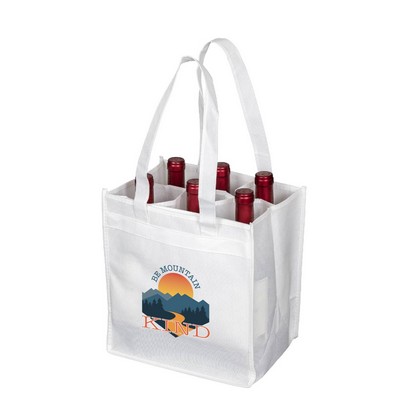 6 Bottle Wine Tote Bag - Full Color Transfer (11"x10"x7")