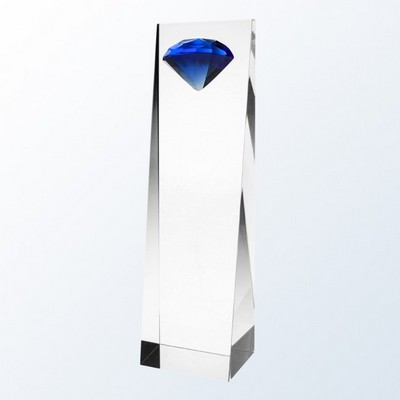 Blue Diamond Tower Crystal Award, 9"H