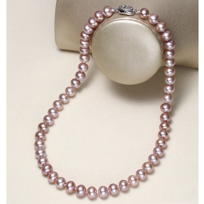 Real Pearl Necklace Purple Pearl Mother's Day Gifts Round Freshwater Pearl