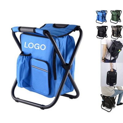 Folding Stool Backpack Chair Insulated Cooler Bag