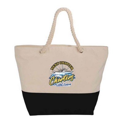 Full color Cotton Canvas Tote Bag (Zippered)