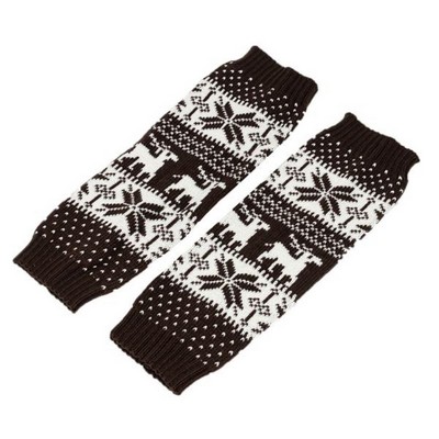 Snowflake Deer Pattern Knee High Knitted Leg Warmers