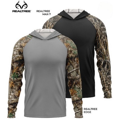 4.4 oz. Realtree® Men's Polyester Interlock Raglan Hooded T-Shirt