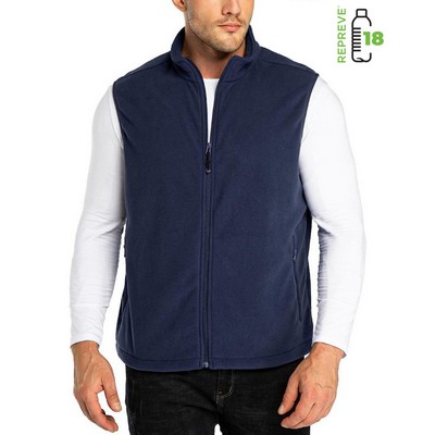 Men's rPET Sleeveless Full Zip Fleece Vest w/ Pocket & Antibacterial