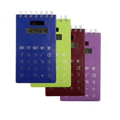 Multi-Function Leather Notebook With 8 Digits Solar Calculator