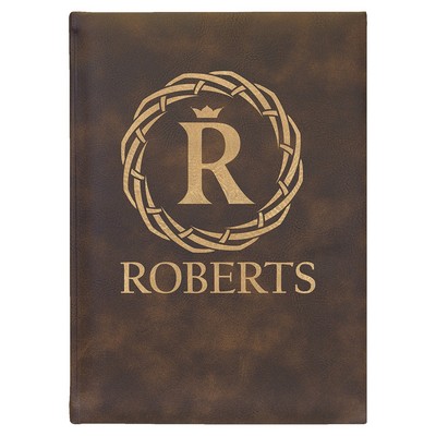 7" x 9 3/4" Rustic/Gold Laserable Leatherette Journal-Lined Paper