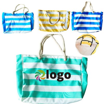 Custom Striped Large Beach Bags MOQ 25pcs