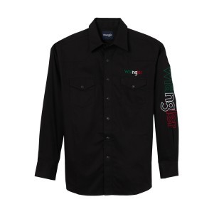 Wrangler® Western Men's Black Long Sleeve Logo Shirt