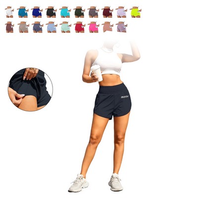 High Waist Running Pocket Elastic Women's Shorts